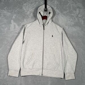 Polo Ralph Lauren Performance Hoodie Mens Large Gray Full Zip Jersey Sweatshirt